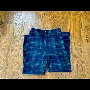 Sheen plaid straight leg pants